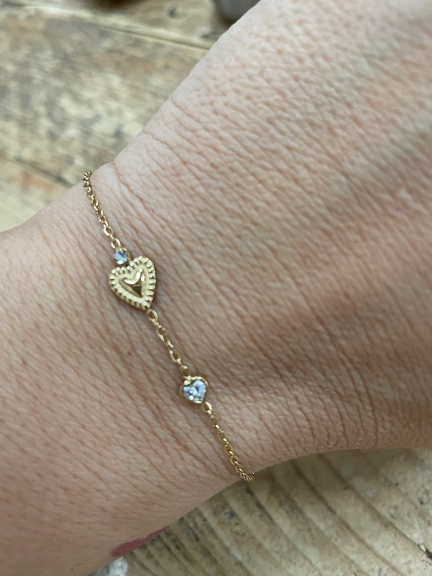 armband hart steentje gold