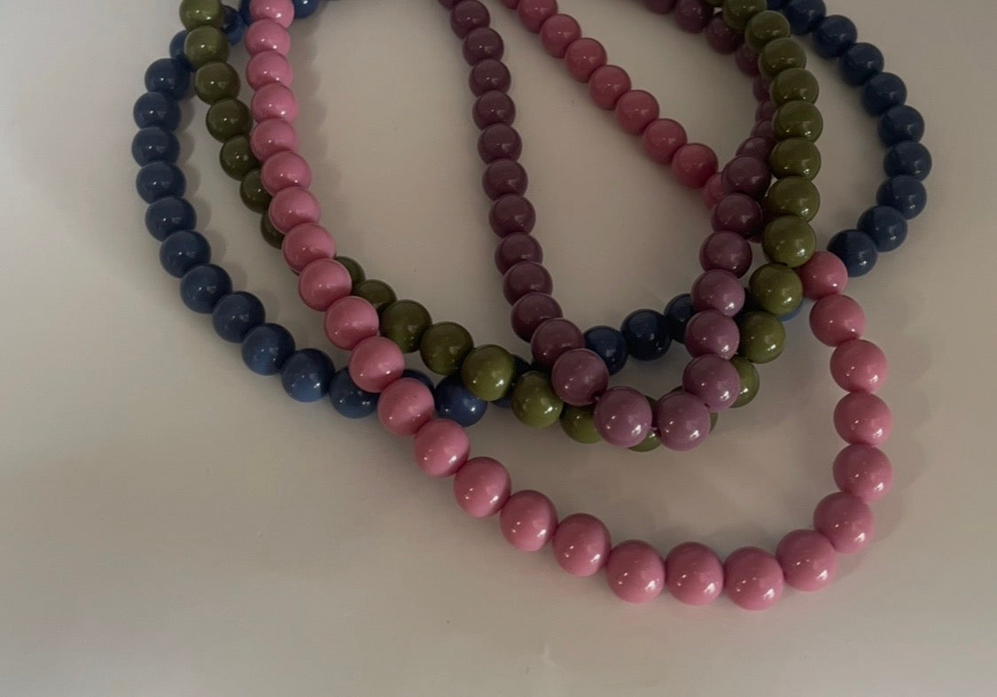 ketting beaded blauw 40 plus 8 cm stainless steel