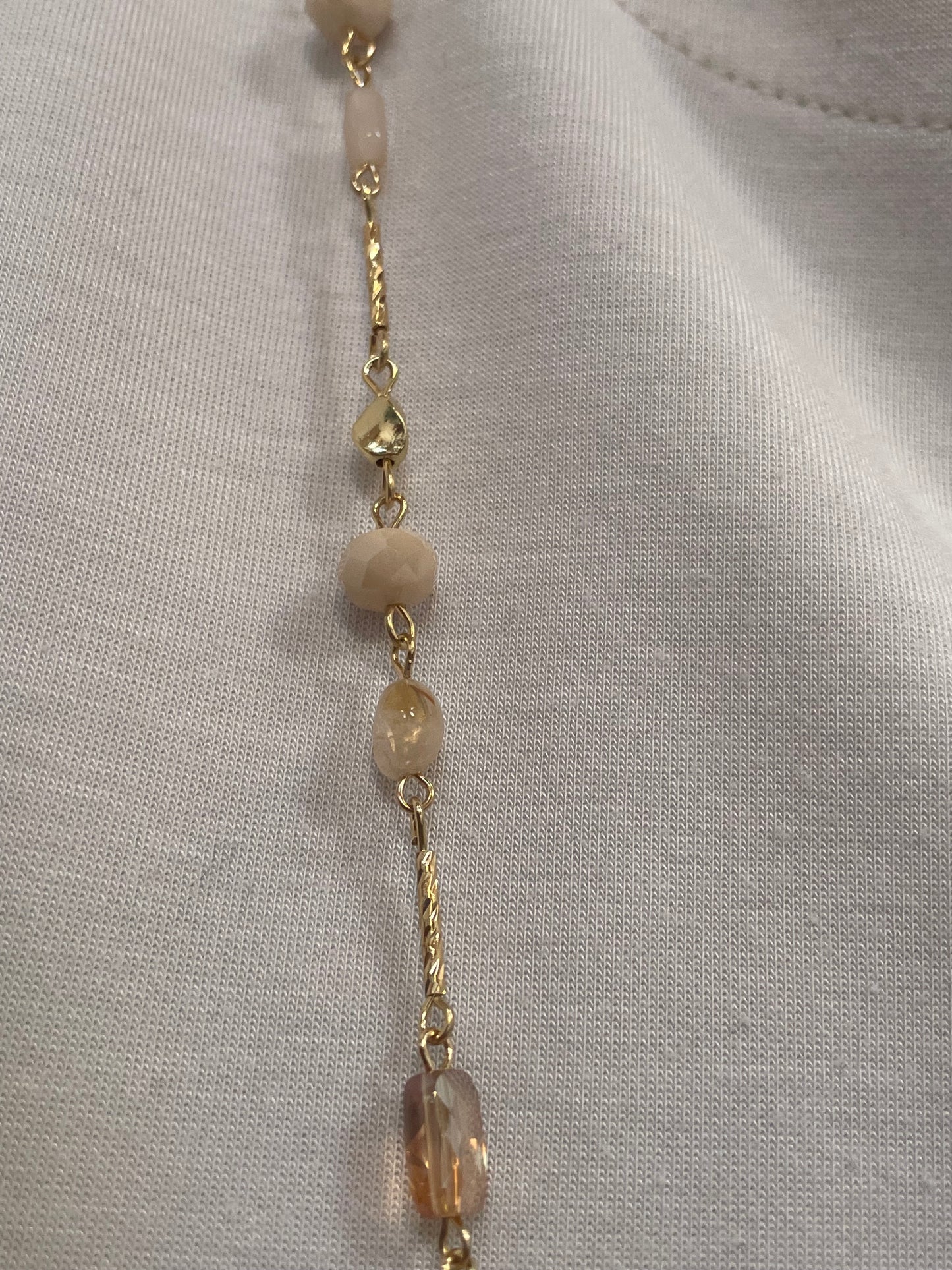 Ketting goud/creme/beige schakels lang