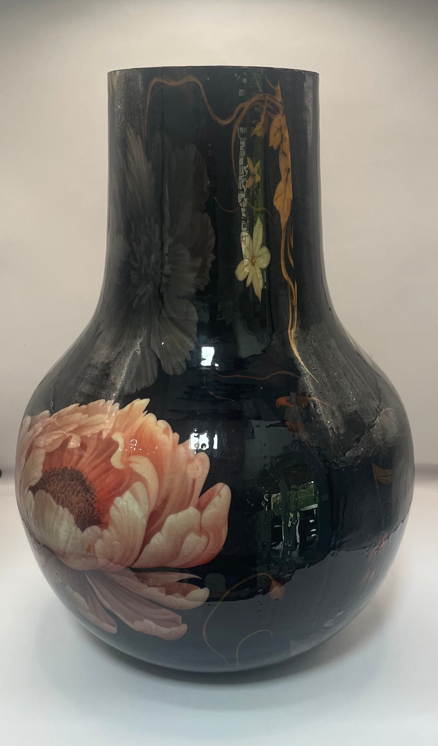 Vaas pigeon zwart metaal 22 x22 x 30