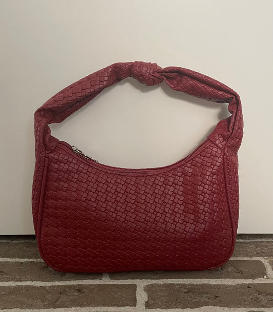 Stijlvolle handtas bordeaux knoop 26 x 7 x 17 cm ( exl. handvat )