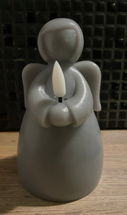 Engel wax LED 12 x 7 cm grijs