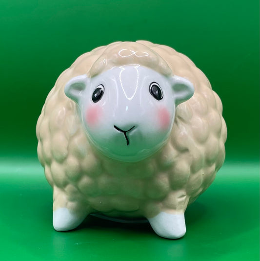 Spaarpot Sheep wit/beige aardenwerk