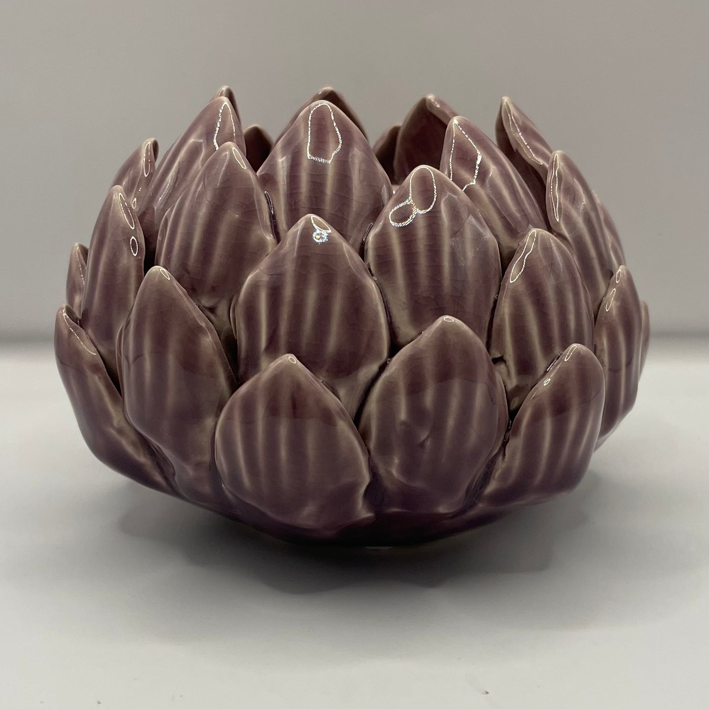 Waxine/kaarshouder keramiek floral lila 13 x9 cm