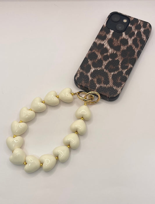 Bold shine heart phone beige