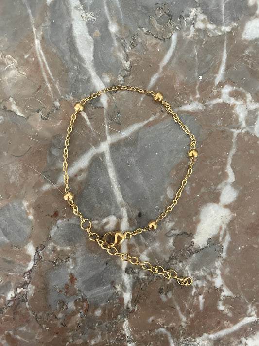 Armband goud bal schakel 16,5 plus 5 cm