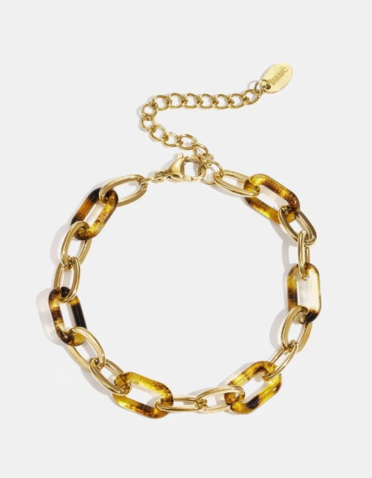 armband leopard stainless steel 17.5 plus 5 cm