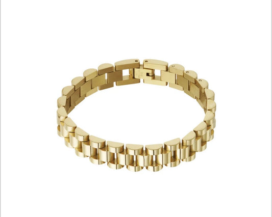 Classic link armband gold stainless steel 18 cm