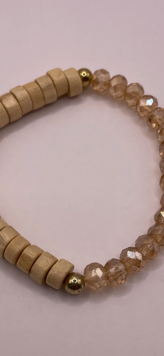 Stretch armband woods and shine gold