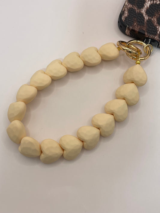 Bold heart phone cords beige