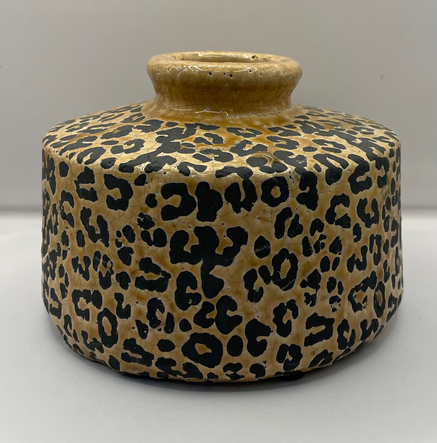 Aardewerk vaas panter 20 x15 cm