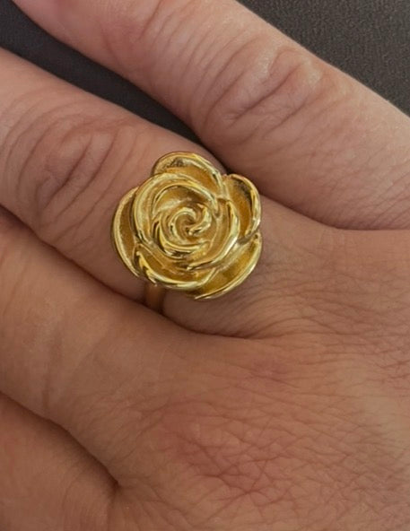 ring big flower stainless steel verstelbaar