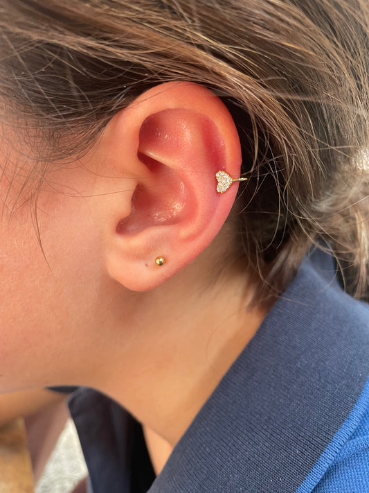 Oor cuff  diamant hart