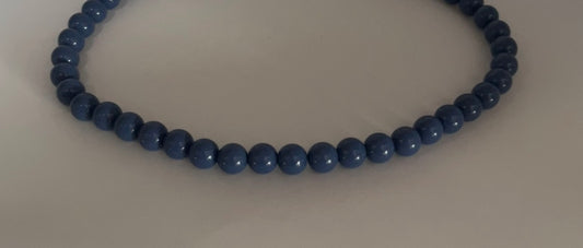 ketting beaded blauw 40 plus 8 cm stainless steel