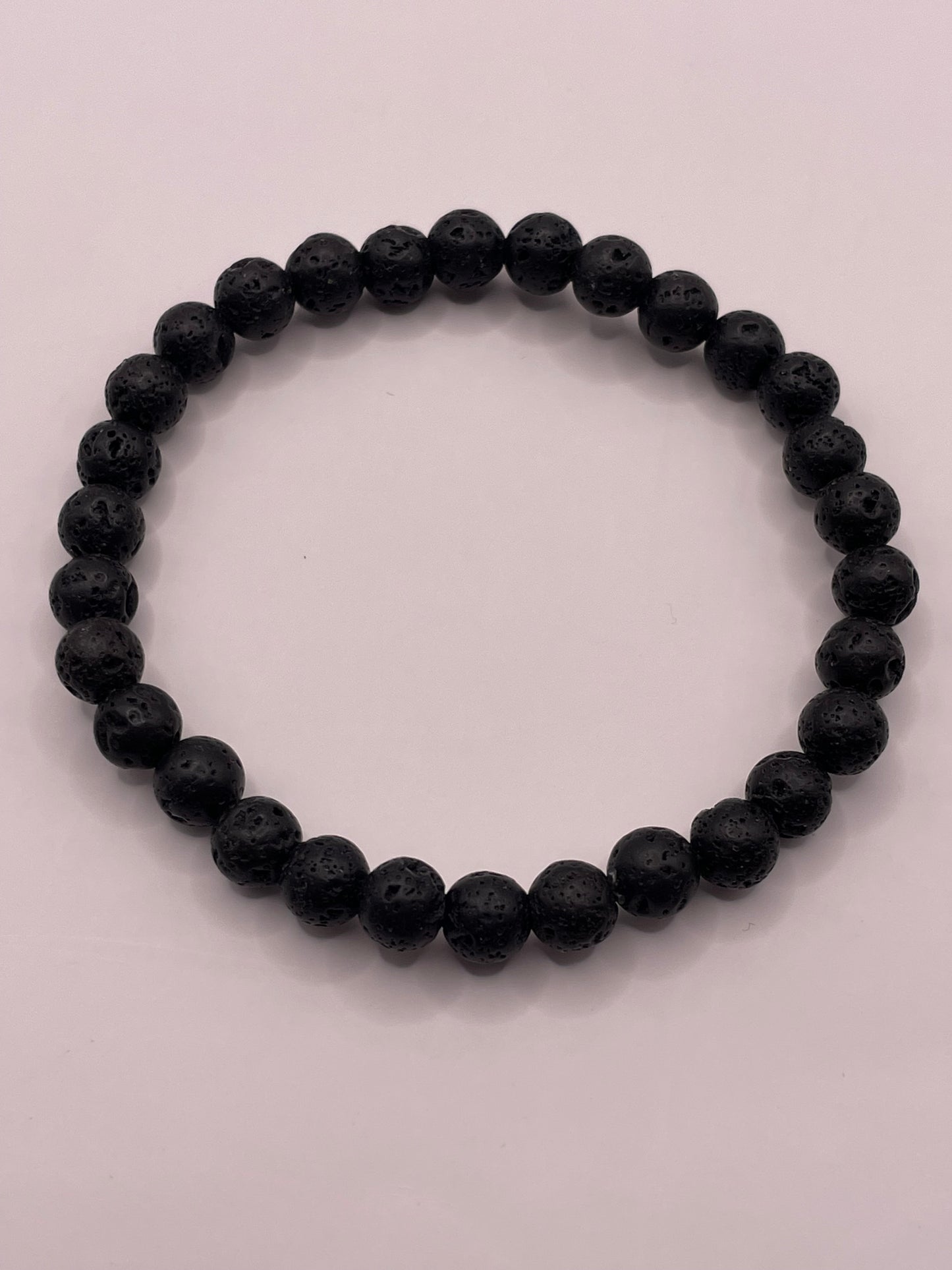 Stretch armband kralen lava structuur zwart mat 6mm