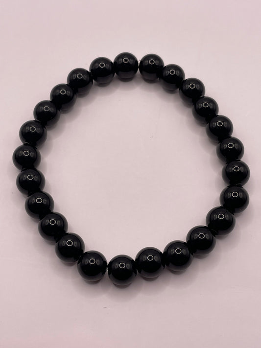 Stretch armband kralen zwart shine 6mm