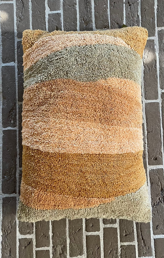 Dutch Decor sierkussen Imme 40 x 60 organisch gestreept Sponge geel 100% katoen incl, vulling