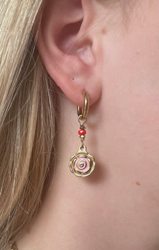 Glow rose earring pink