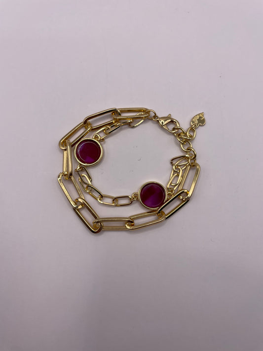 Wijnrood combi armband gold