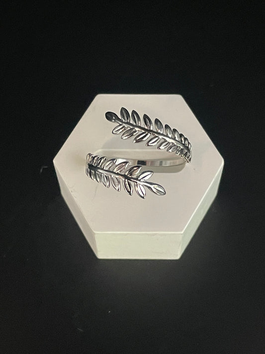 Ring zilver blad verstelbaar