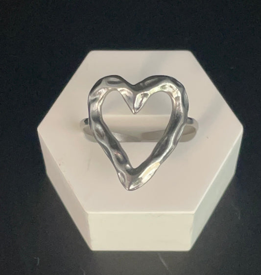 Ring verstelbaar oneffen zilver