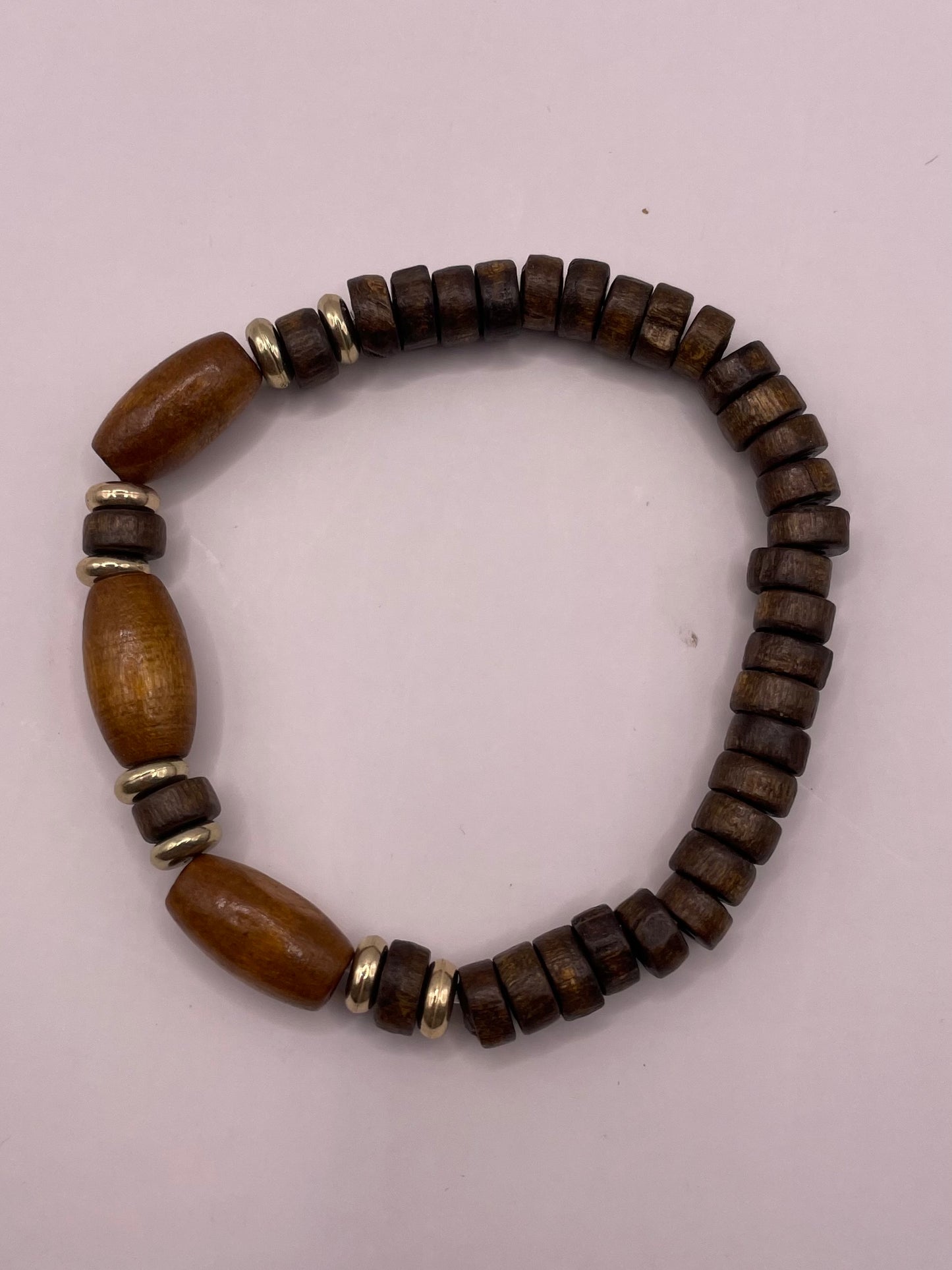 Srtetch armband kralen wood bruin