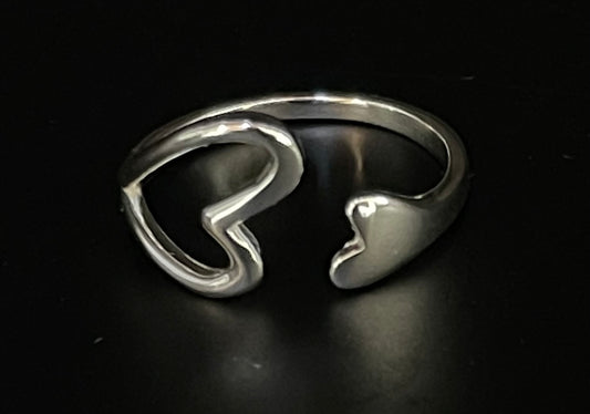Ring zilver 925 twee hart