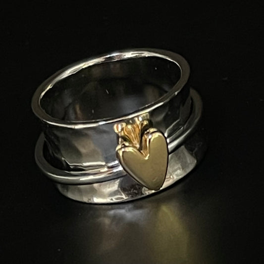 Ring los hart ring 2 cm zilver 925 goud