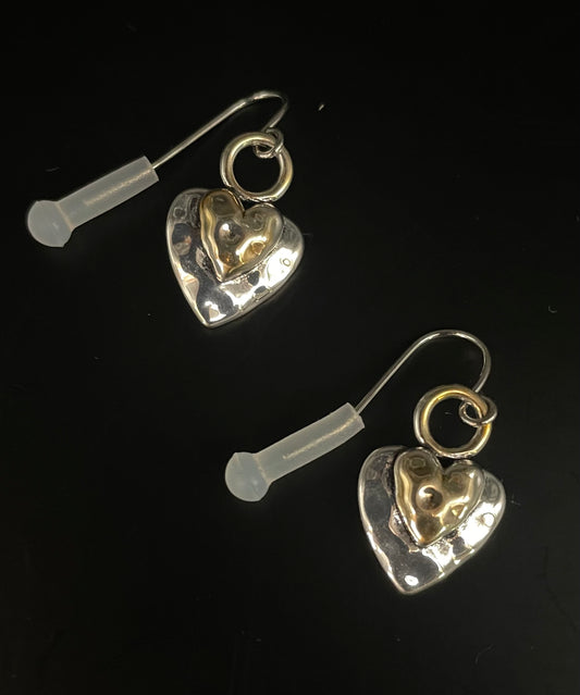 Oorbellen hart dangle goud/zilver 2,3 x 1,2 cm stainless steel