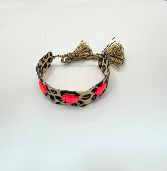 print/pink heart armband