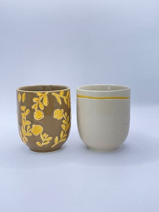Set koffie mokken flower geel