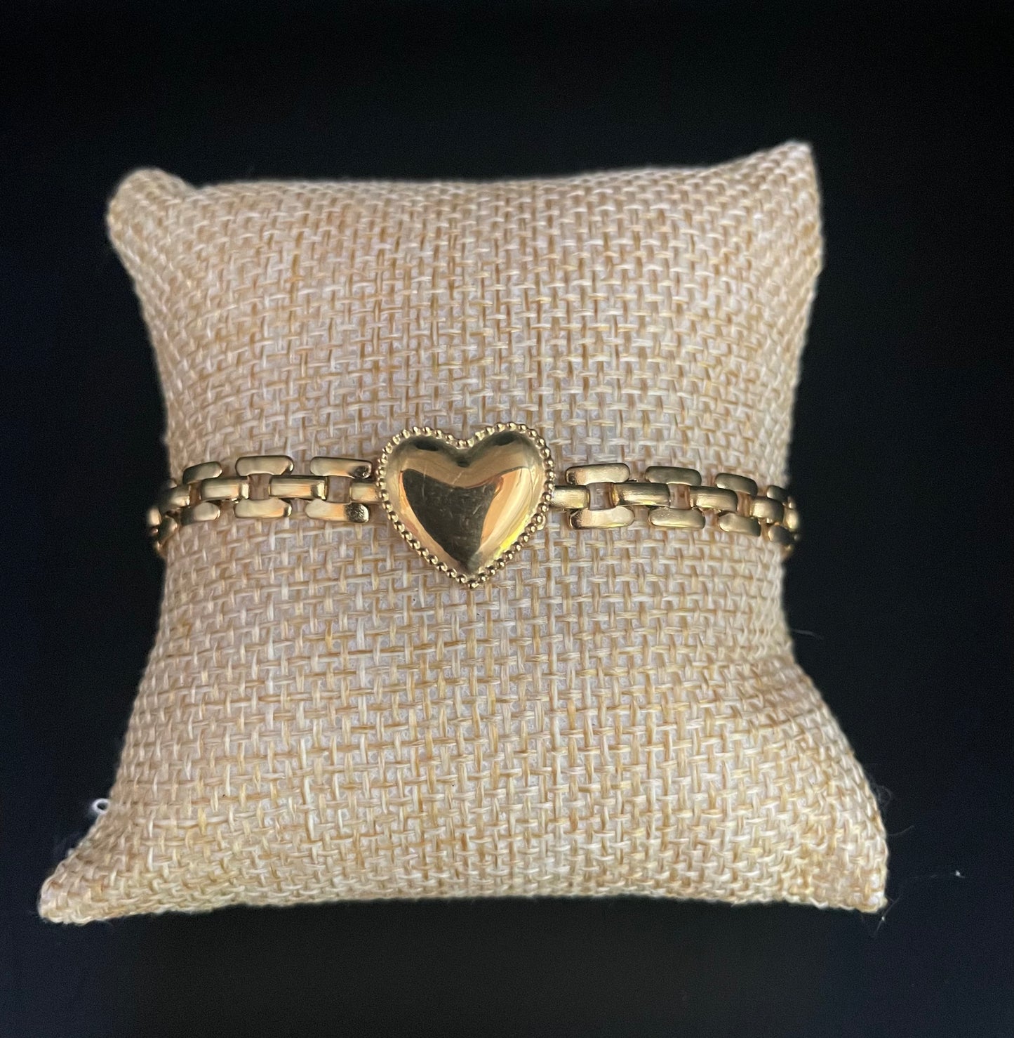 Armband goud schakel hart 16,5 plus 4,5 cm