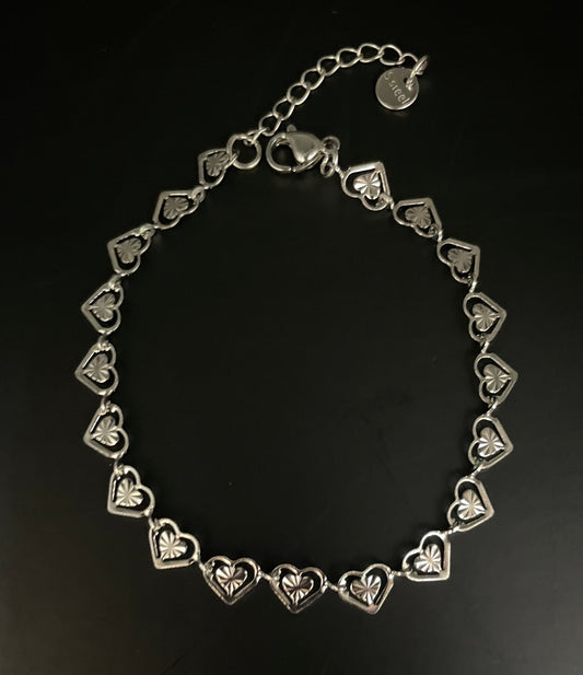 Armband zilver gegraveerd hart motief 18 plus 4 cm