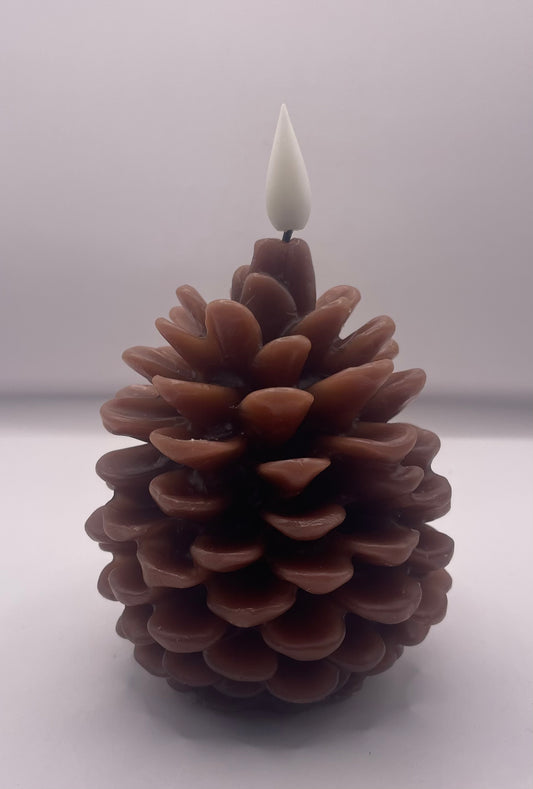 LED kaars  wax dennenappel 13 h x 8 b bruin