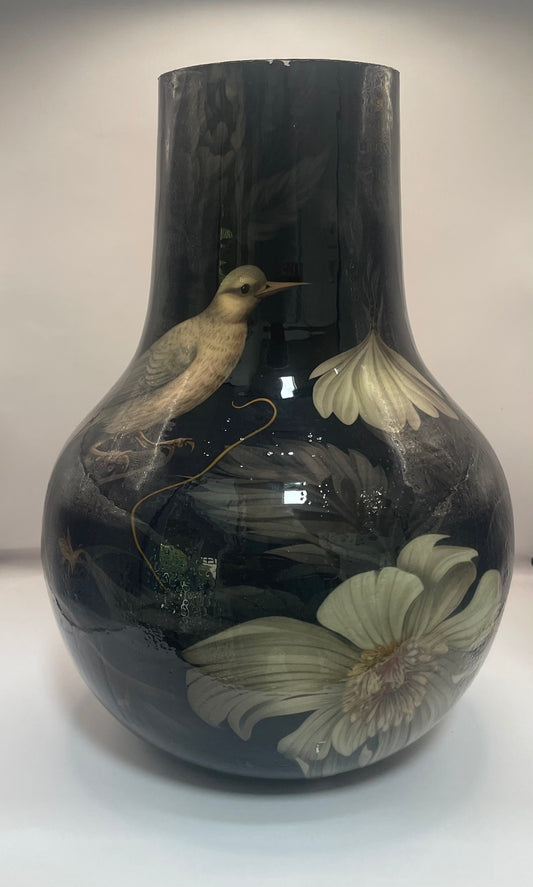 Vaas pigeon zwart metaal 22 x22 x 30