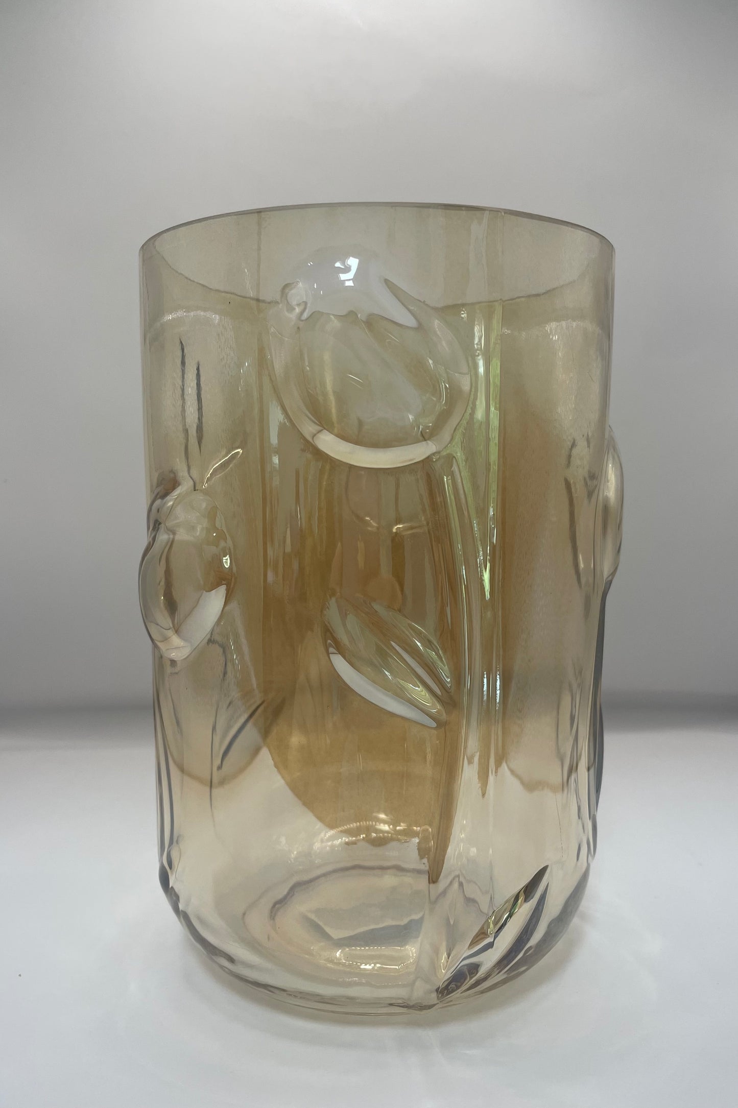 Vaas/windlicht 3d  Fem luster amber 18,5 x 12 cm