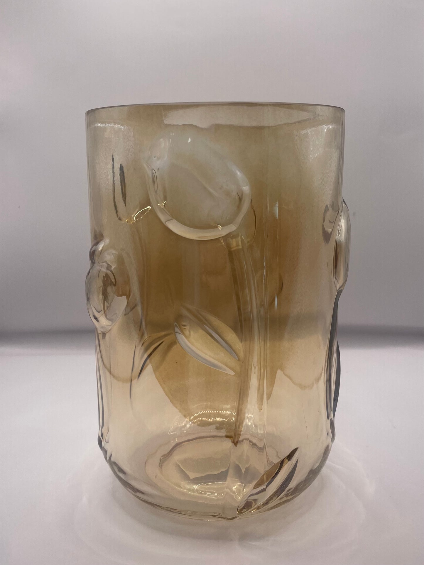 Vaas/windlicht 3d  Fem luster amber 18,5 x 12 cm