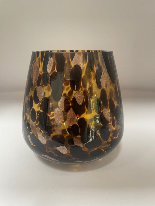 Windlicht Neva bruin/goud/glitter 10,5 h x 10,5 b